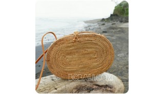 oval sling bags full handwoven natural rattan straw